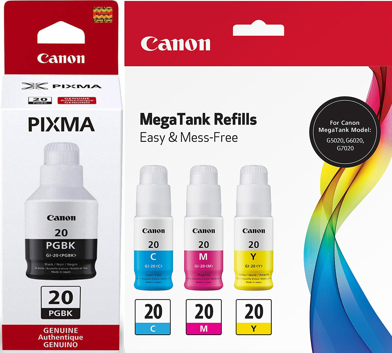 New Genuine Canon GI-20 Black Color 4PK Pigment Ink Bottle PIXMA G5020