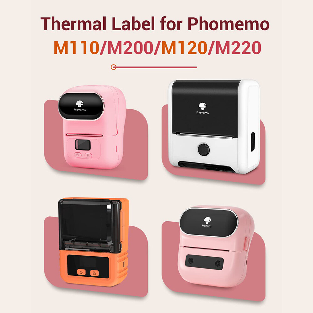 40mm White Square Sticker Label Adhesive Tag Paper for Phomemo M110/M200 Printer