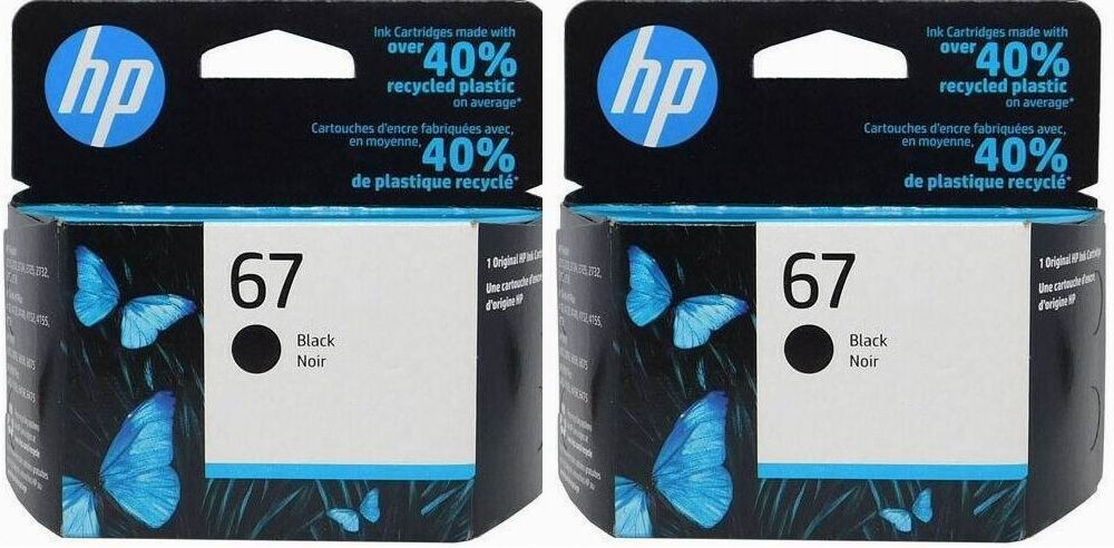 Twin Genuine HP 67 Black Ink Cartridge HP ENVY 6400 Series Exp 2023 3YM56AN