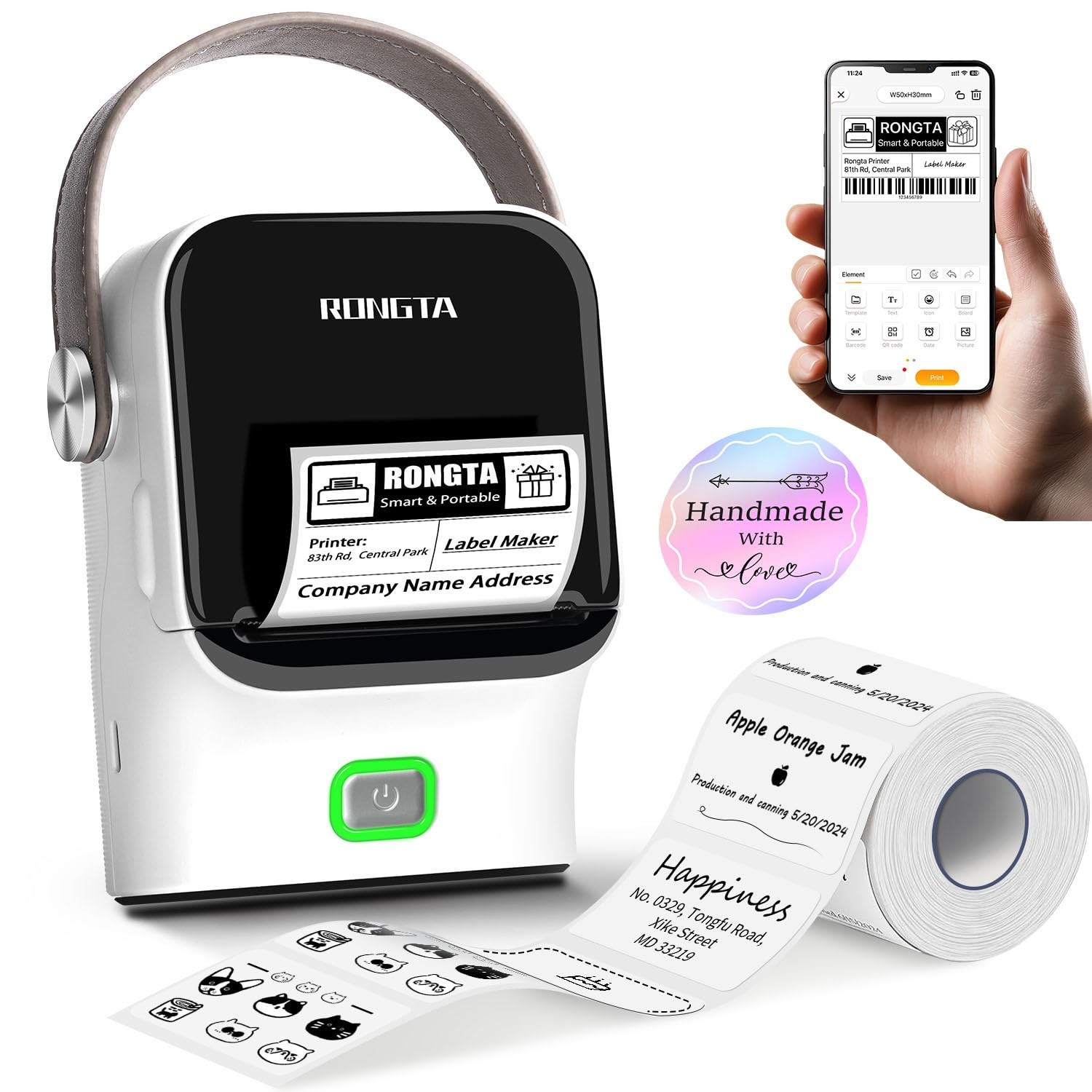 Bluetooth Label Maker Machine with Tape, Thermal Label Printer for Office, Sm…