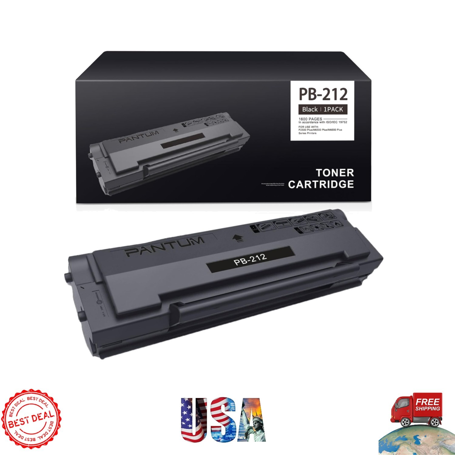 High-Yield PB-212 Toner Cartridge – Compatible with P2502W/M6502NW, 1600 Pages