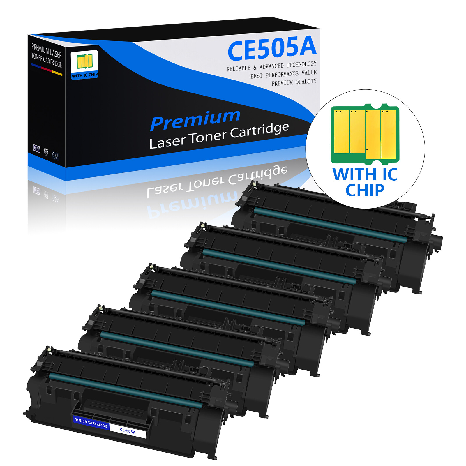 5PK CE505A 05A Black Toner Cartridge for HP LaserJet P2035 P2035n P2055dn P2055x