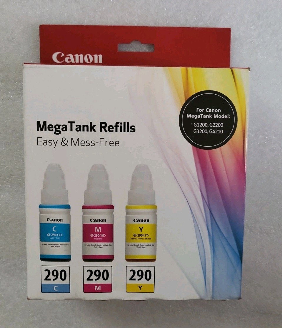 Canon Genuine MegaTank Refills 290 Cyan 290 Magenta 290 Yellow Ink Cartridges