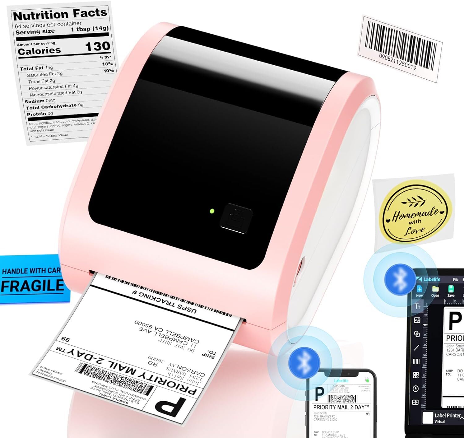 Phomemo D520BT Bluetooth Thermal Shipping Label Printer Address Label Maker Lot