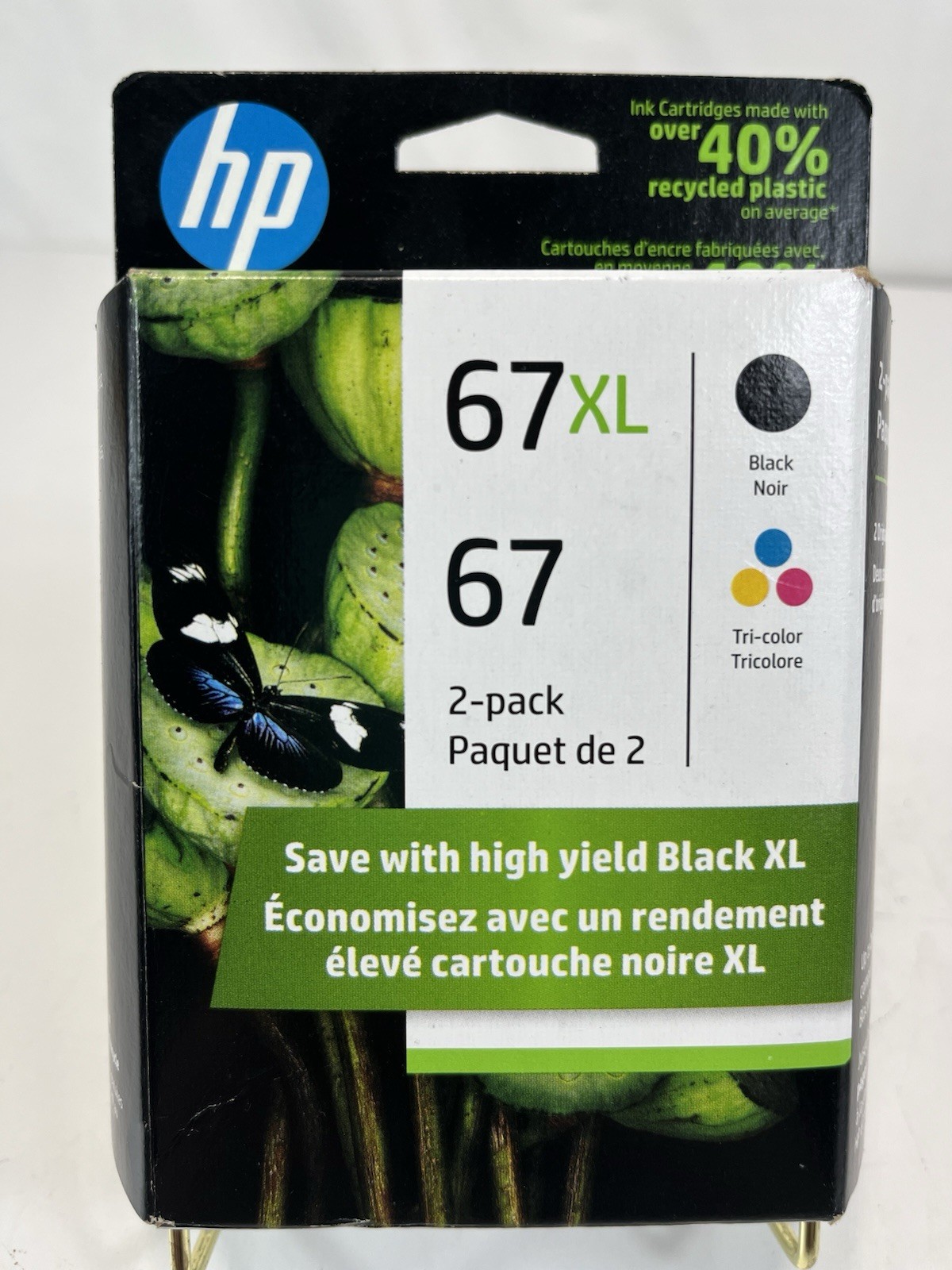 HP Ink Cartridges 67 XL/ 67 # 3YP3OAN 2 Pack Black Tri-Color New Unopened 2022