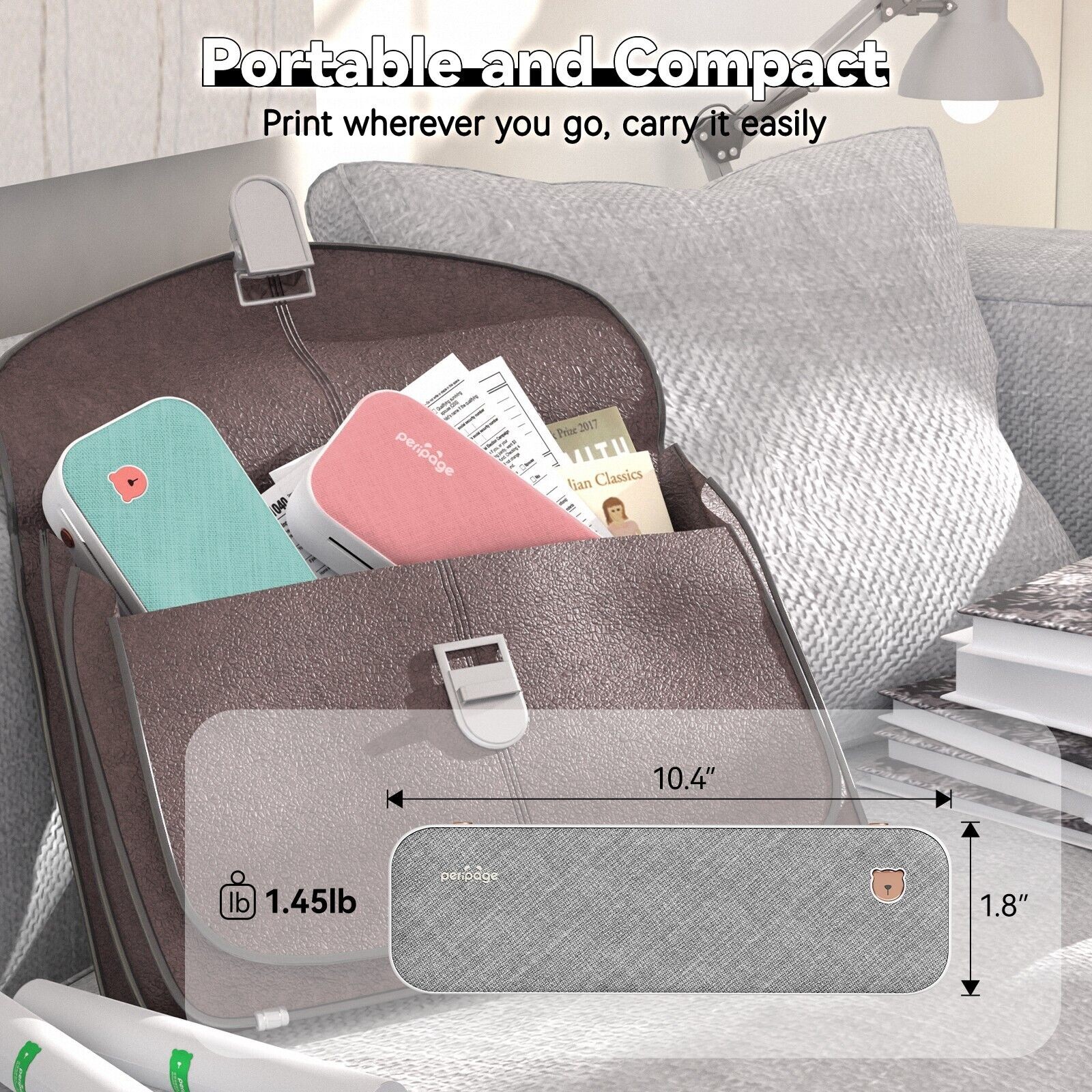 Peripage A40 Thermal Wireless Printer – Portable Inkless Printer (Grey) -203DPI