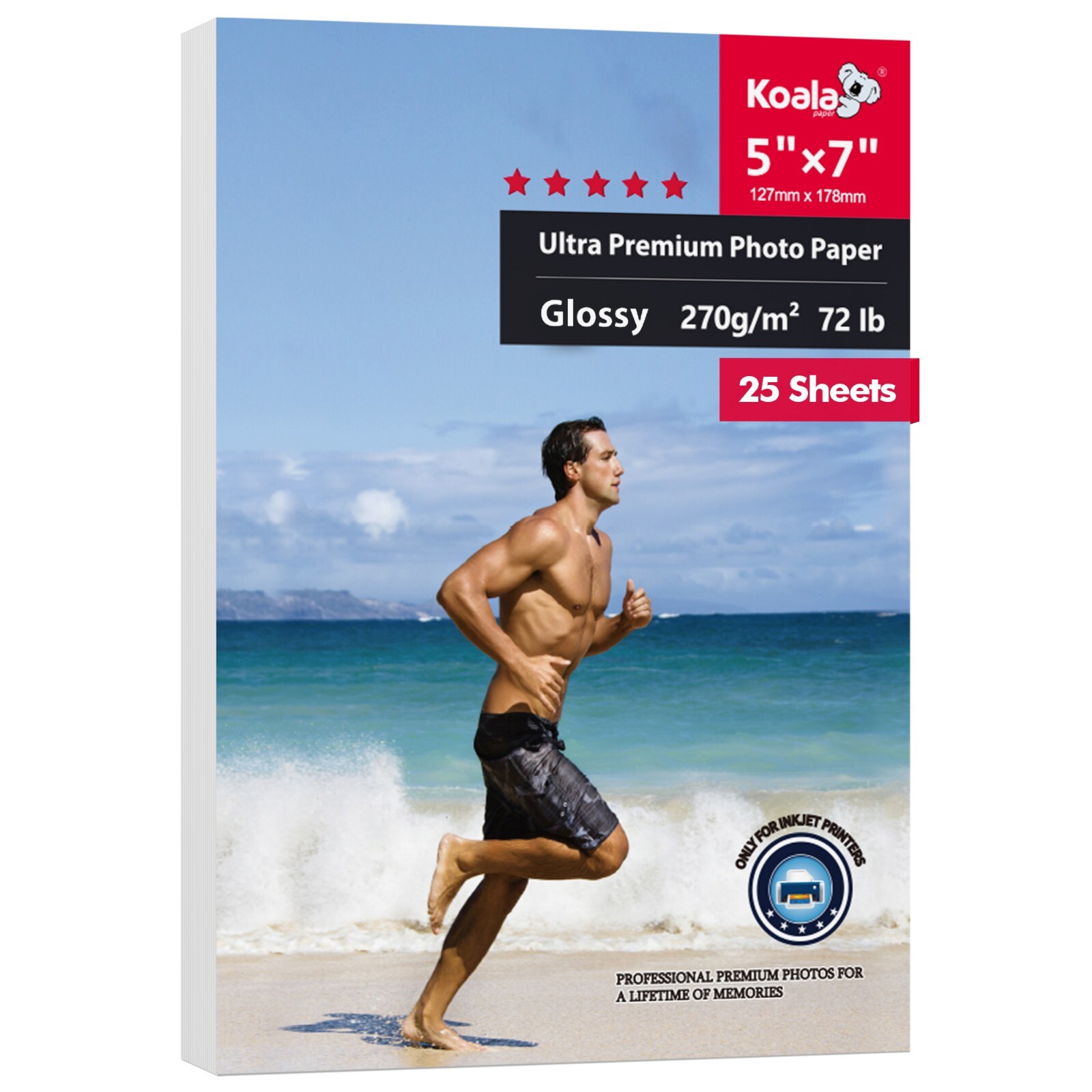 Koala Ultra Premium Glossy Photo Paper 5×7 72lb Inkjet Printer HP Canon Epson
