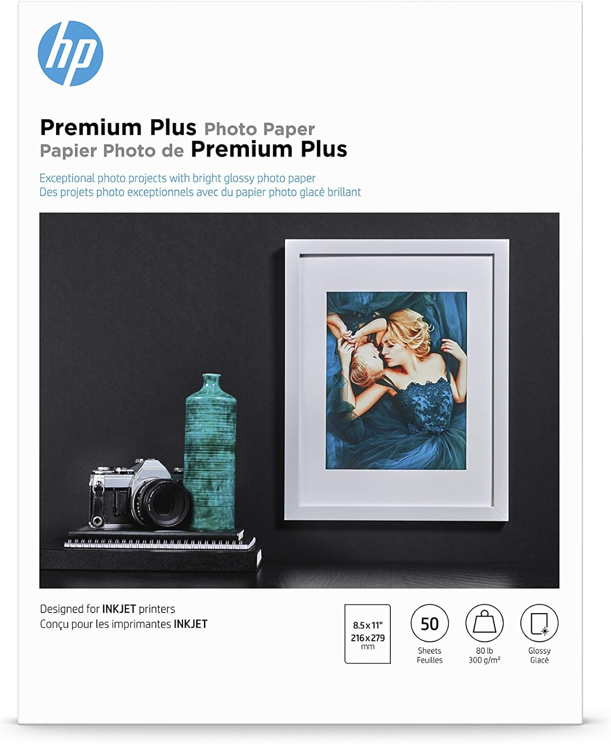 HP Premium plus Photo Paper – Designed for HP Inkjet Printers, Glossy, 8.5X11 In