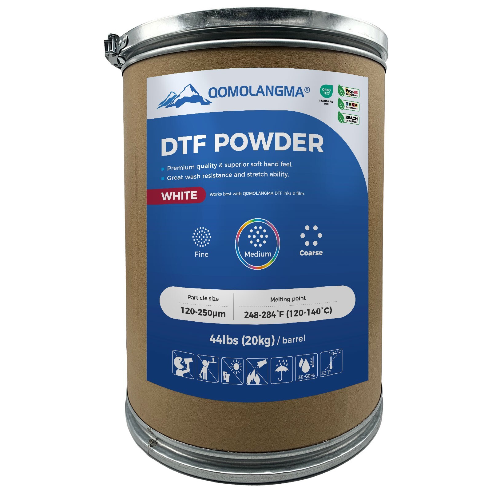 Digital Transfer Hot Melt TPU DTF Adhesive Powder (44lbs/Barrel, Medium, White)