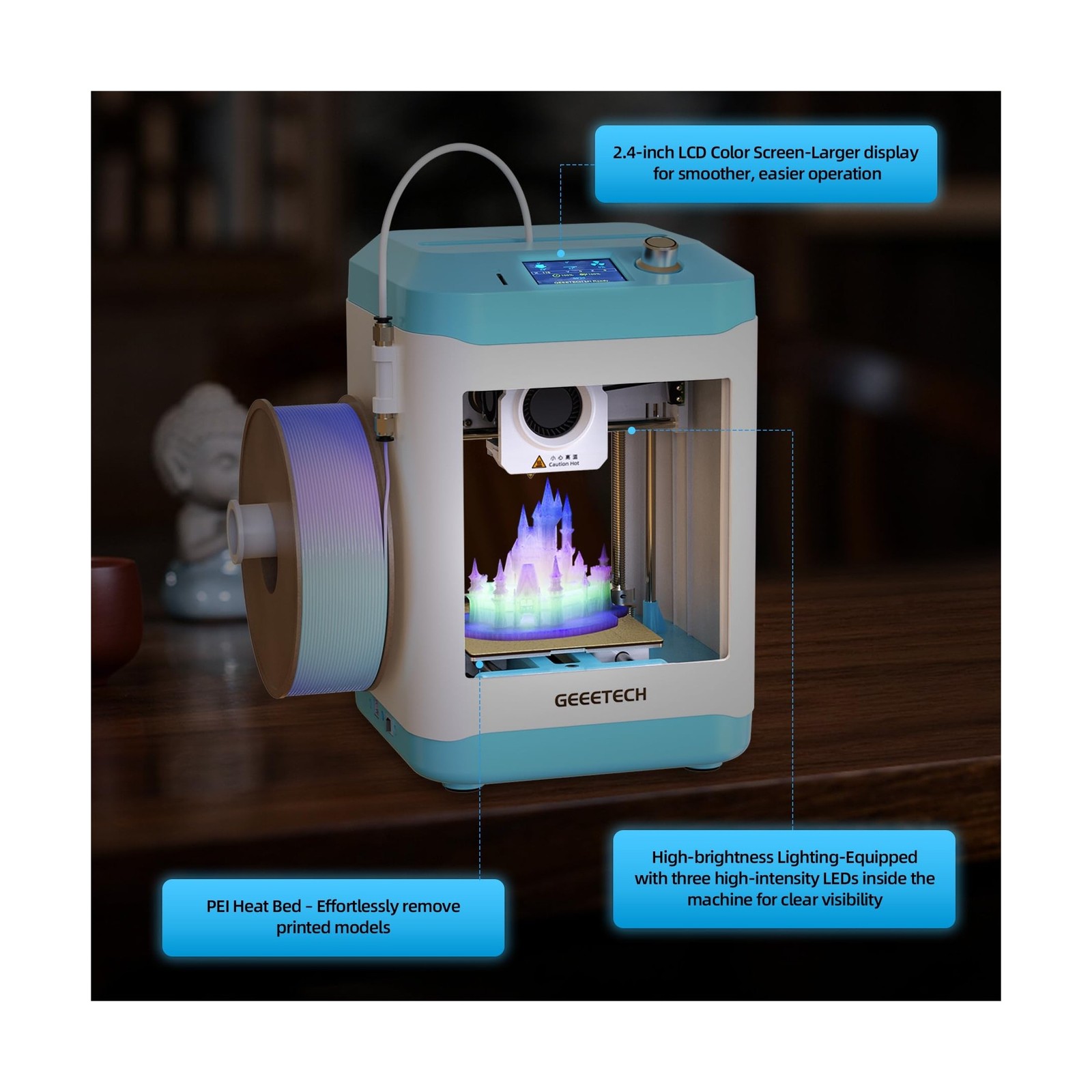 Geeetech 3D Printer for Kids & Beginners, High-Speed Mini 3D Printer, Auto-Le…