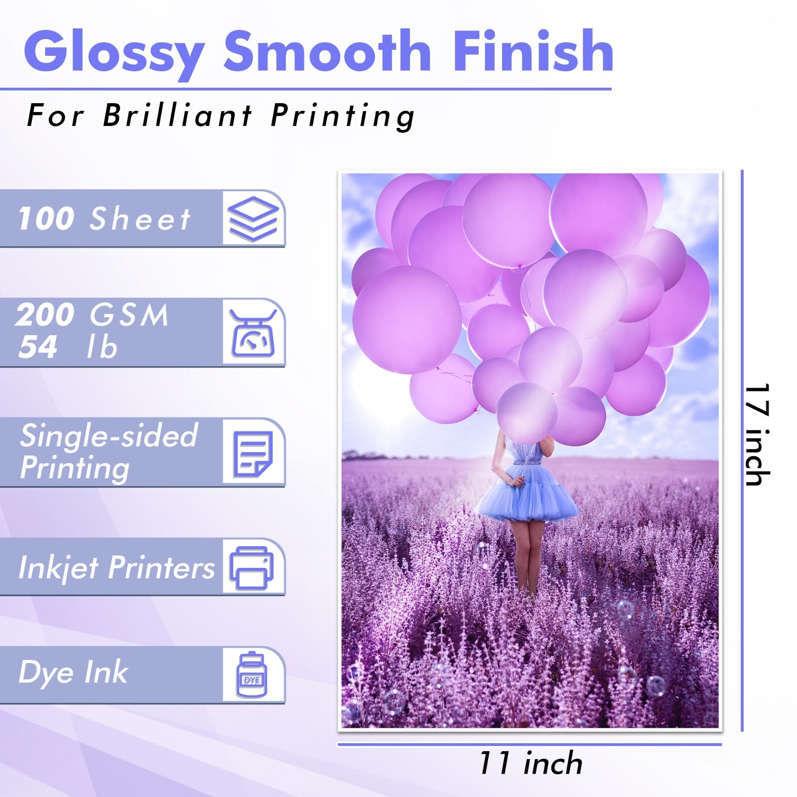 100-200 Koala Premium 54lb Photo Paper 11×17 Glossy Inkjet Printer Menu Posters
