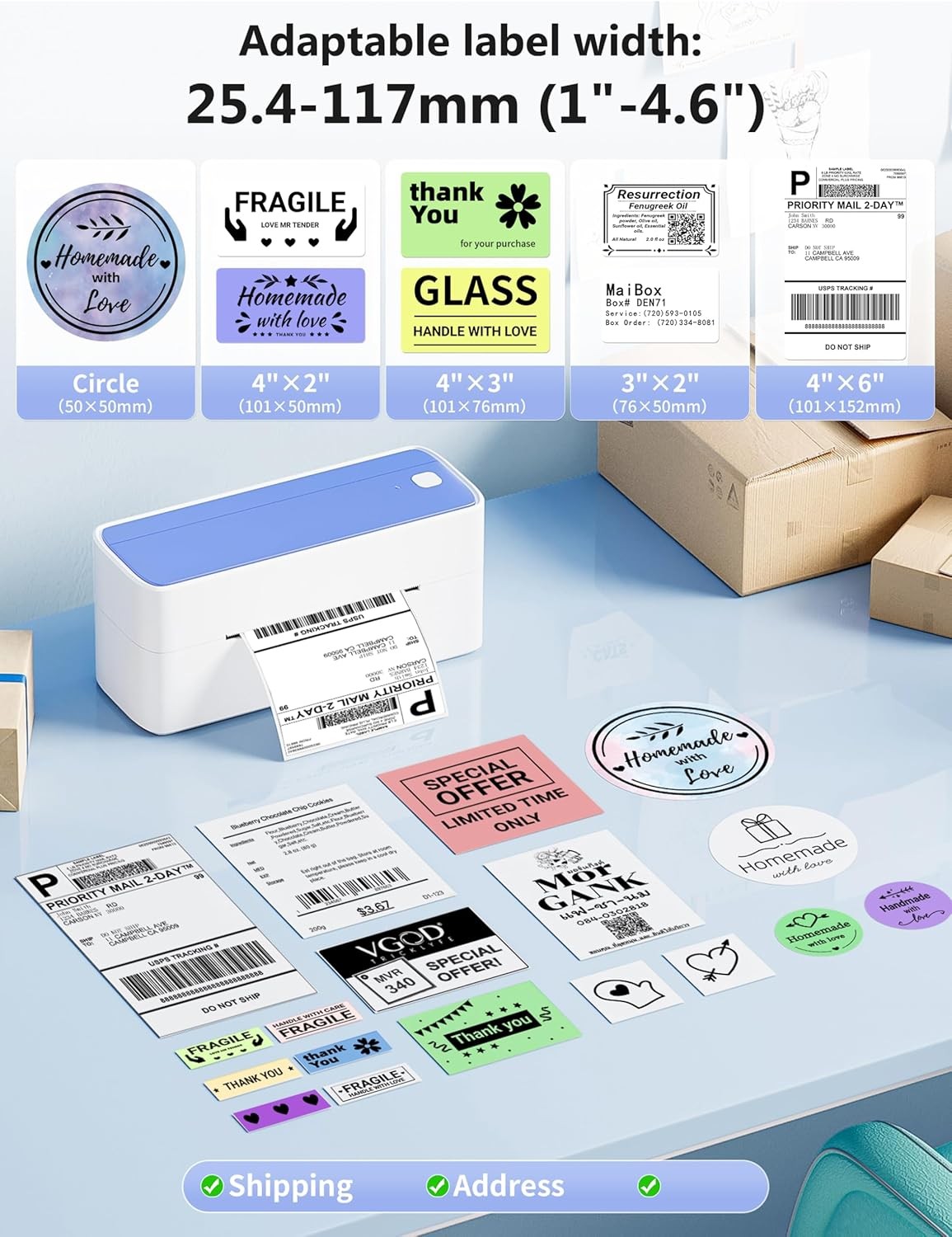 Phomemo Bluetooth Thermal Shipping Label Printer 4X6 For Business USPS FedEx LOT