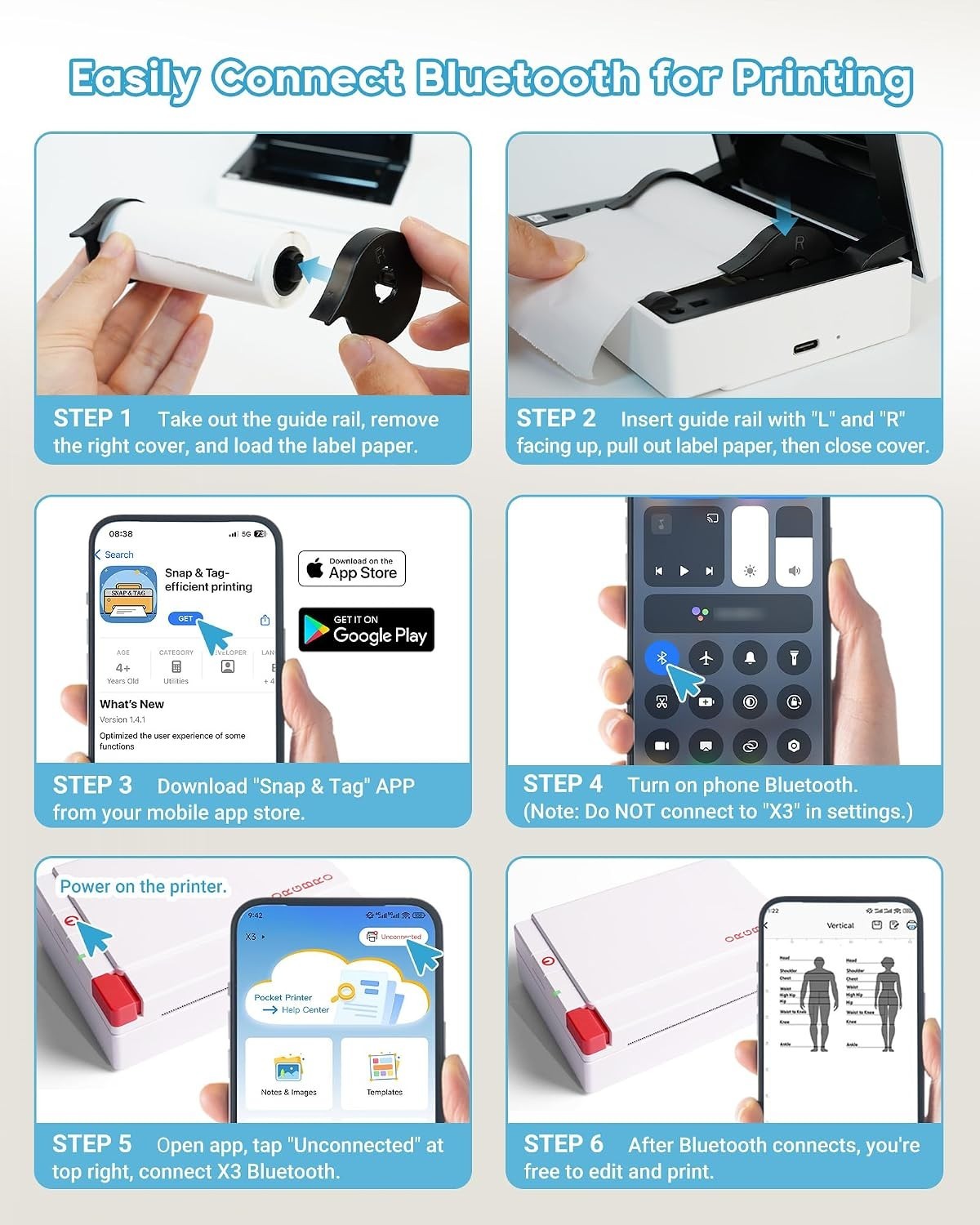 Versatile 2-3 Inch Bluetooth Sticker Printer – DIY Crafts and Photos Made Easy!