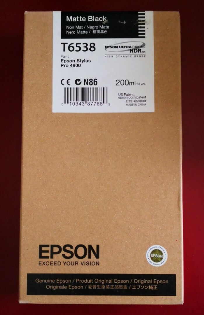 07-2025 New Genuine Epson T6538 200ml Matte Black Ultrachrome HDR Ink 4900
