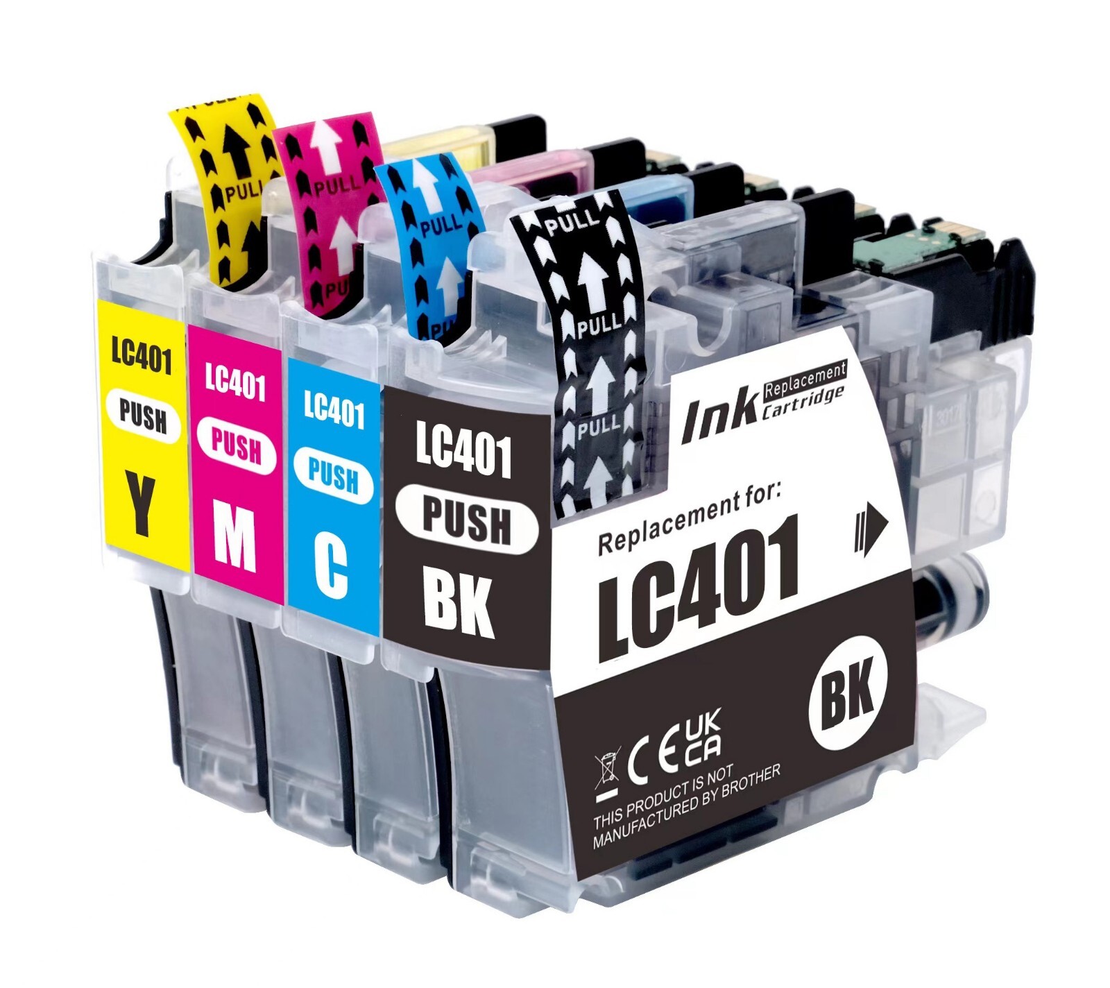 4PK New Ink Set + chip fits Brother LC401 MFC-J1010DW MFC-J1012DW MFC-J1170DW