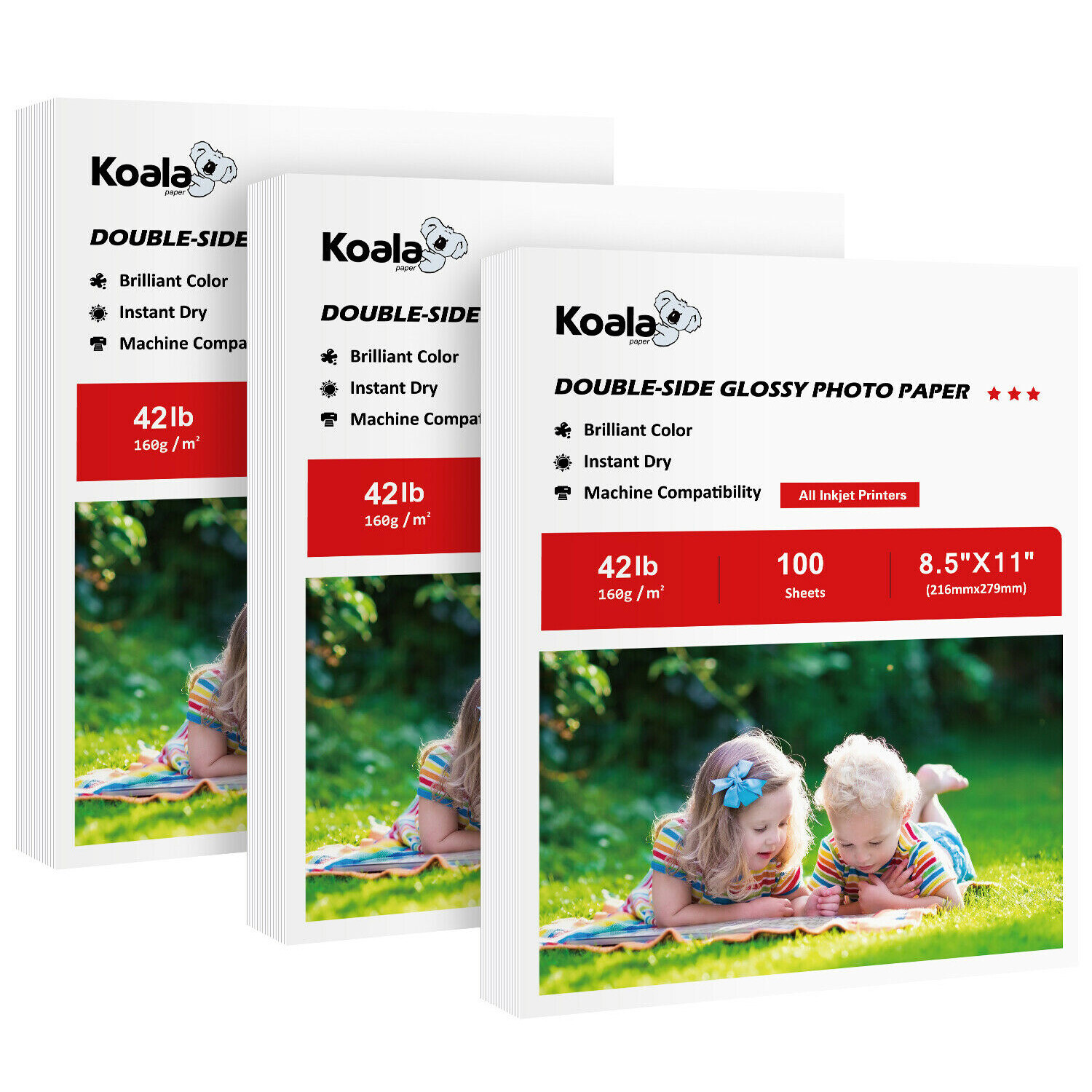 300 Koala Double Sided Photo Paper 8.5×11 Glossy 42 lb Inkjet Printer Brochure