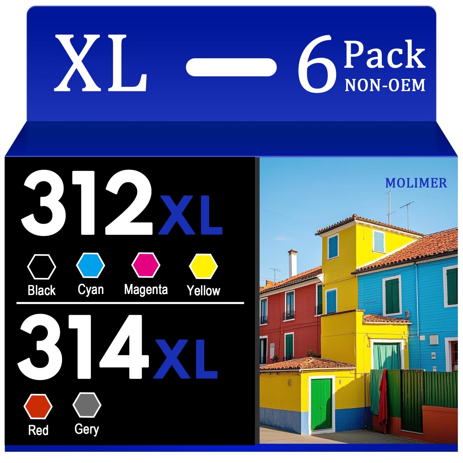 6 Pack 312XL 314XL Ink Cartridge For Epson Expression XP-8500 XP-8600 XP-15000