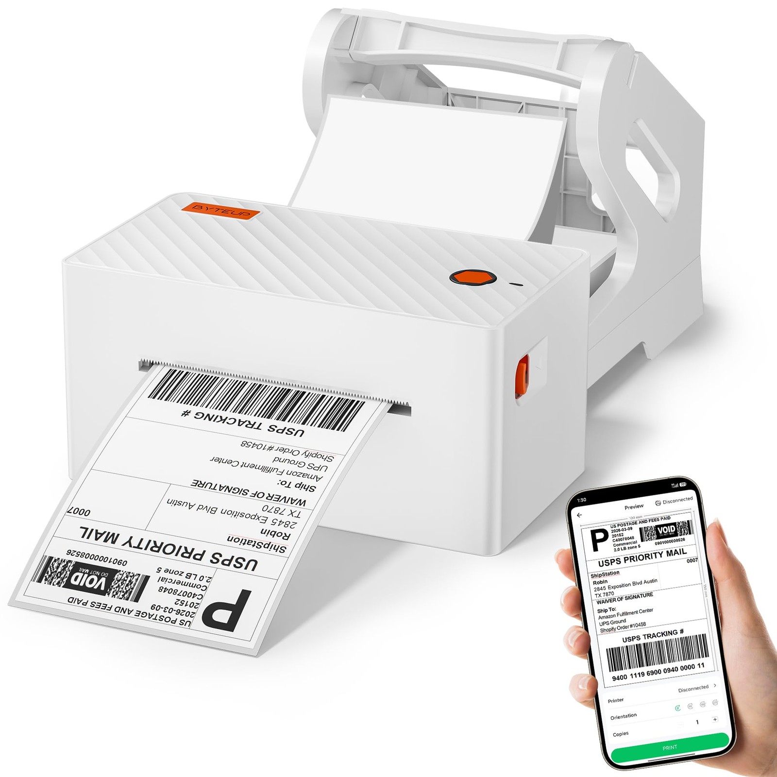 Bluetooth Thermal Shipping Label Printer 4×6 – 203 DPI Inkless for Small Busi…