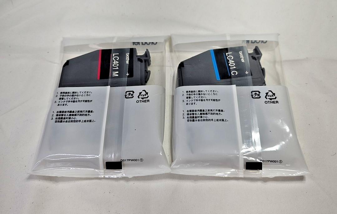 Genuine Brother LC401 2PK C/M Ink Cartridges Exp. 03/2028