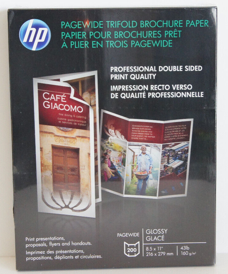 HP PAGEWIDE Double Sided Tri Fold Glossy Paper 43# 8.5 x 11 200 Pages