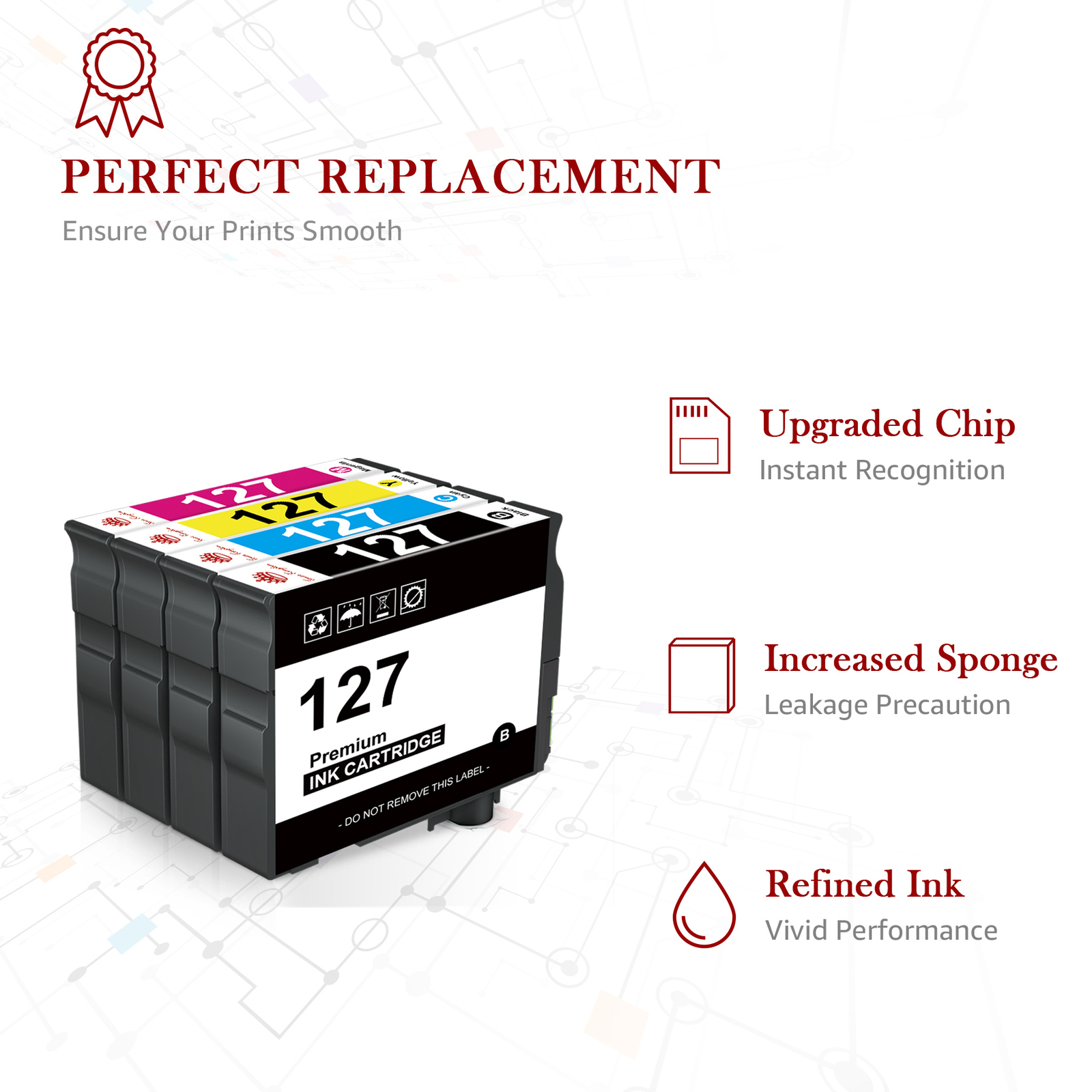 2PK Ink Cartridge for Epson 127 with Workforce WF-3520 WF-3530 WF3540 Series