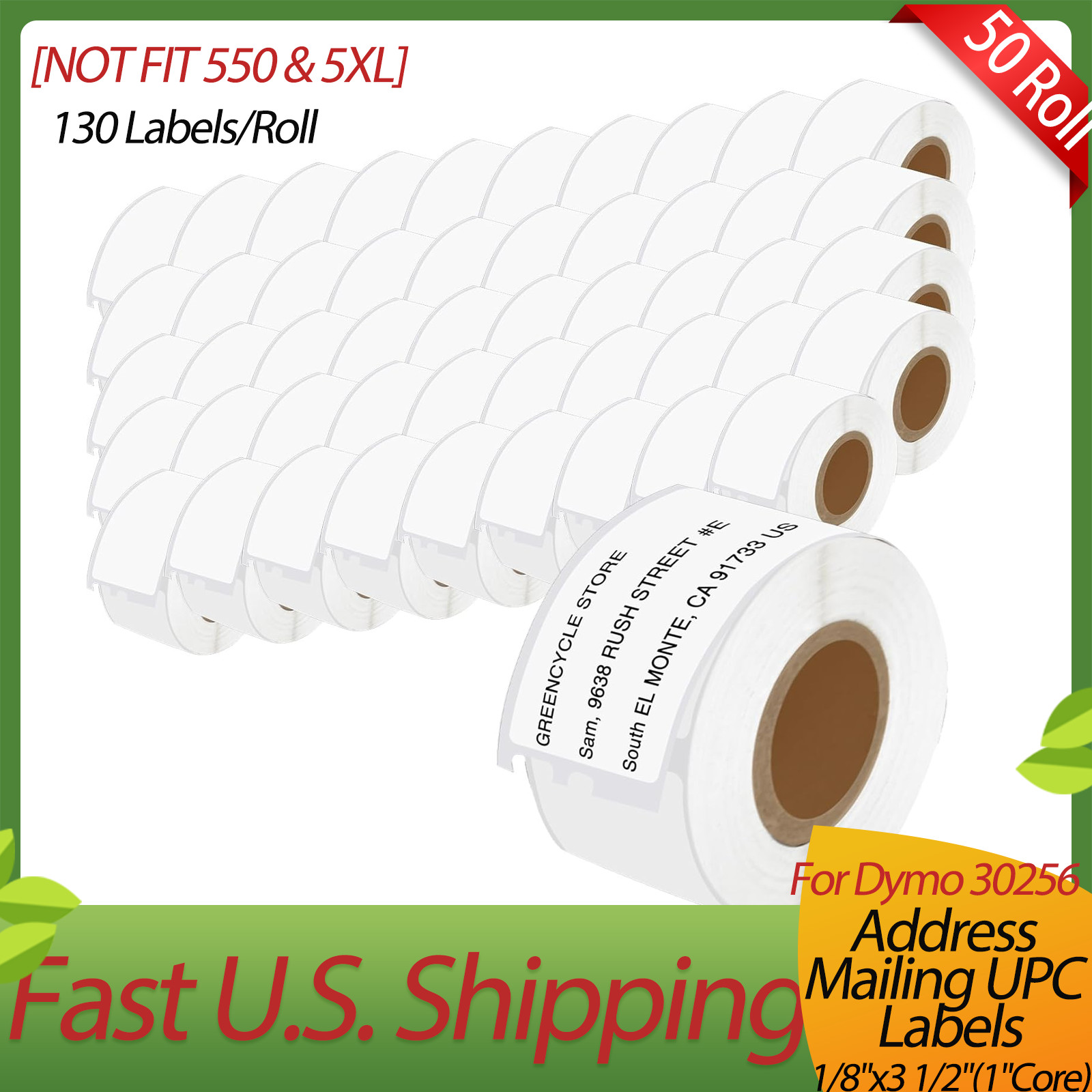 50 Roll 1″Core 30251 Address Mailing UPC Labels for Dymo ACII 200, ASCII 250