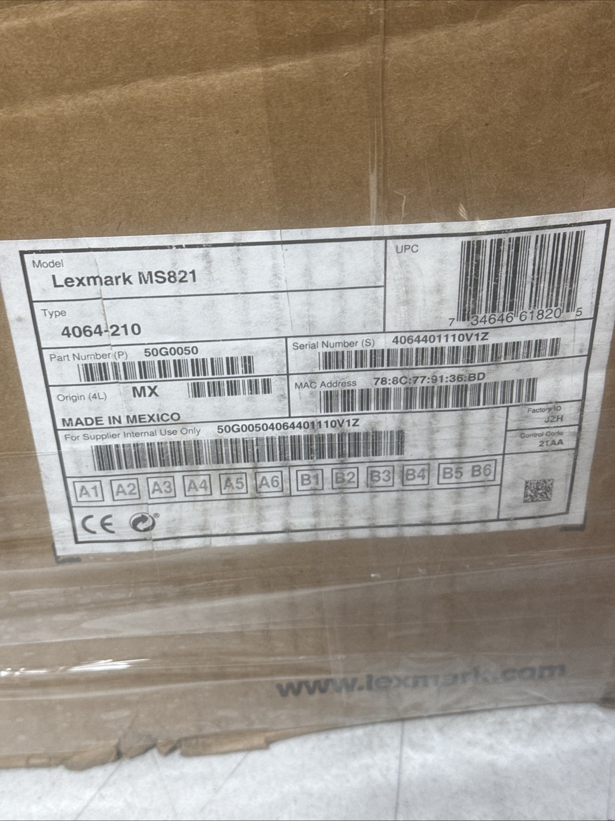 Lexmark MS821 (50G0050) Laser Printer ( DAMAGED BOX ALL INSIDE NEW )