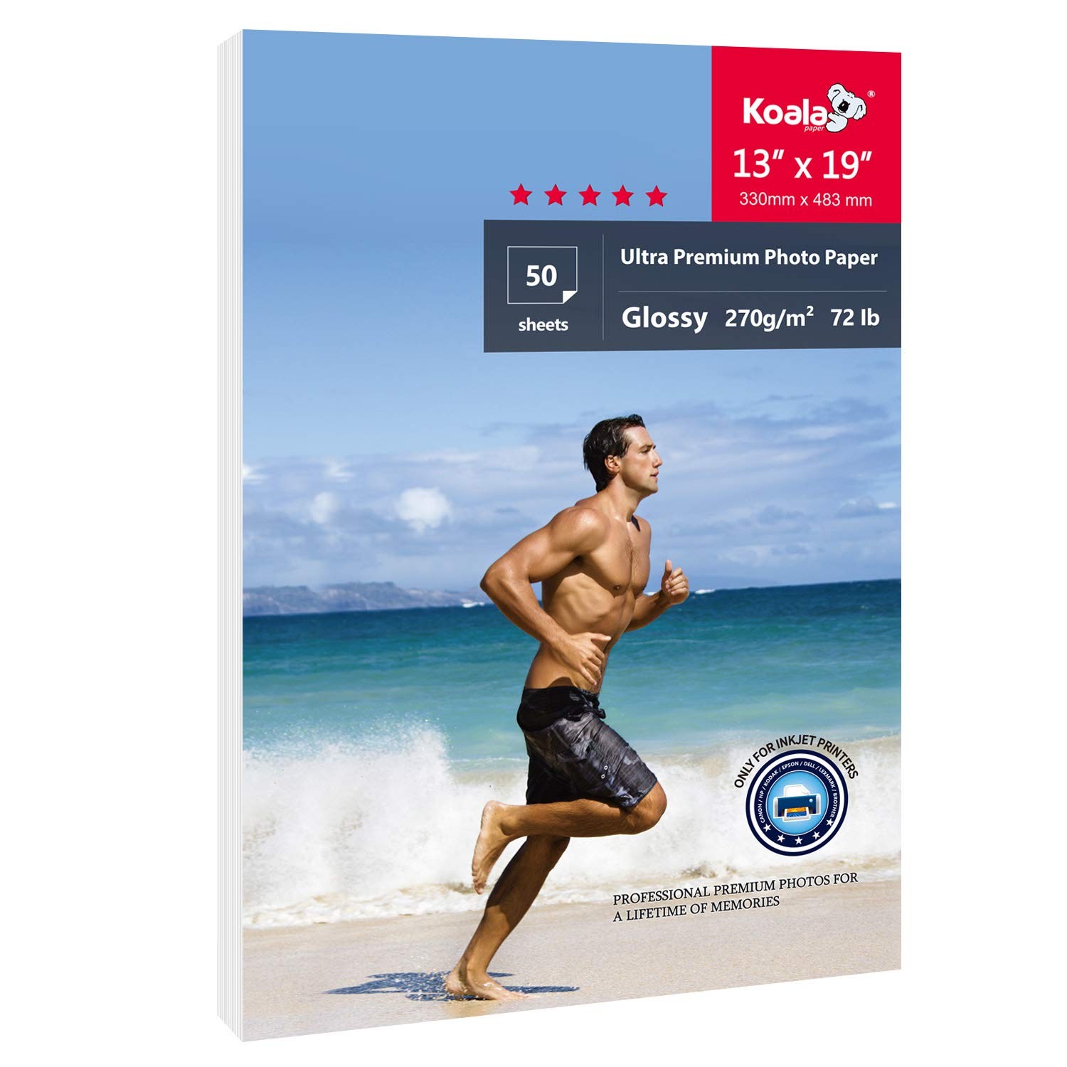 50 PCS Ultra Premium Glossy Photo Paper 13×19 Inch Water Resistant 72lb