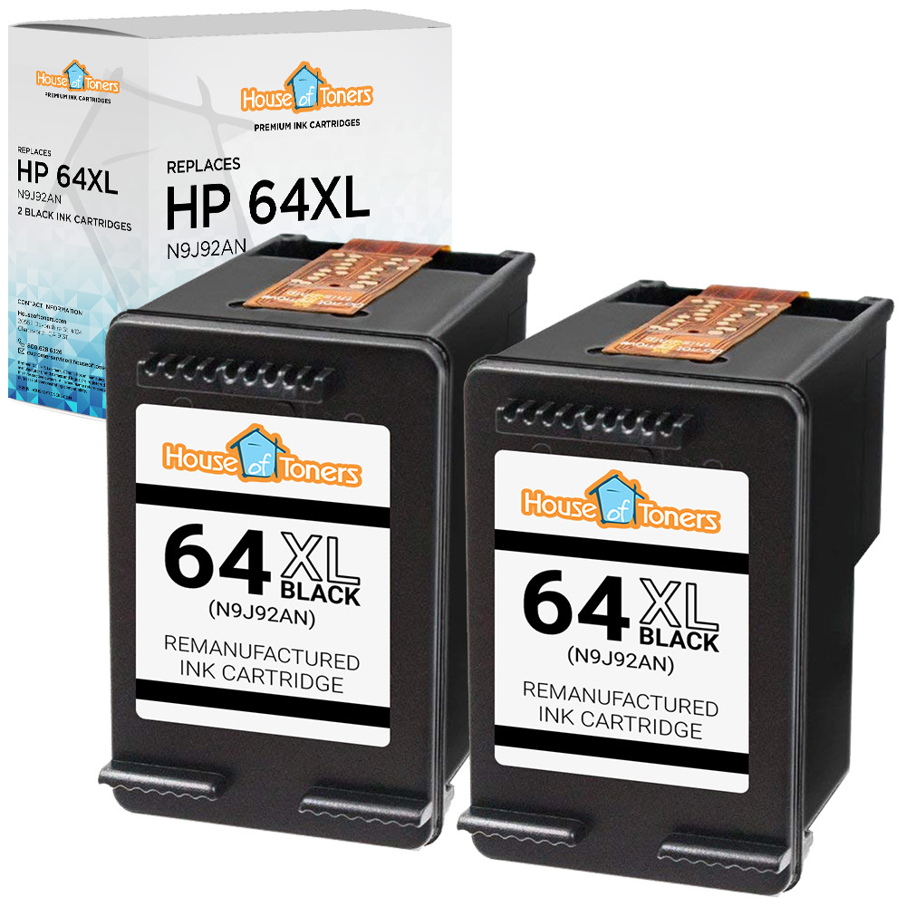 2PK for HP 64XL N9J90AN Black Ink for ENVY 7830 7855 7858 7864 Series