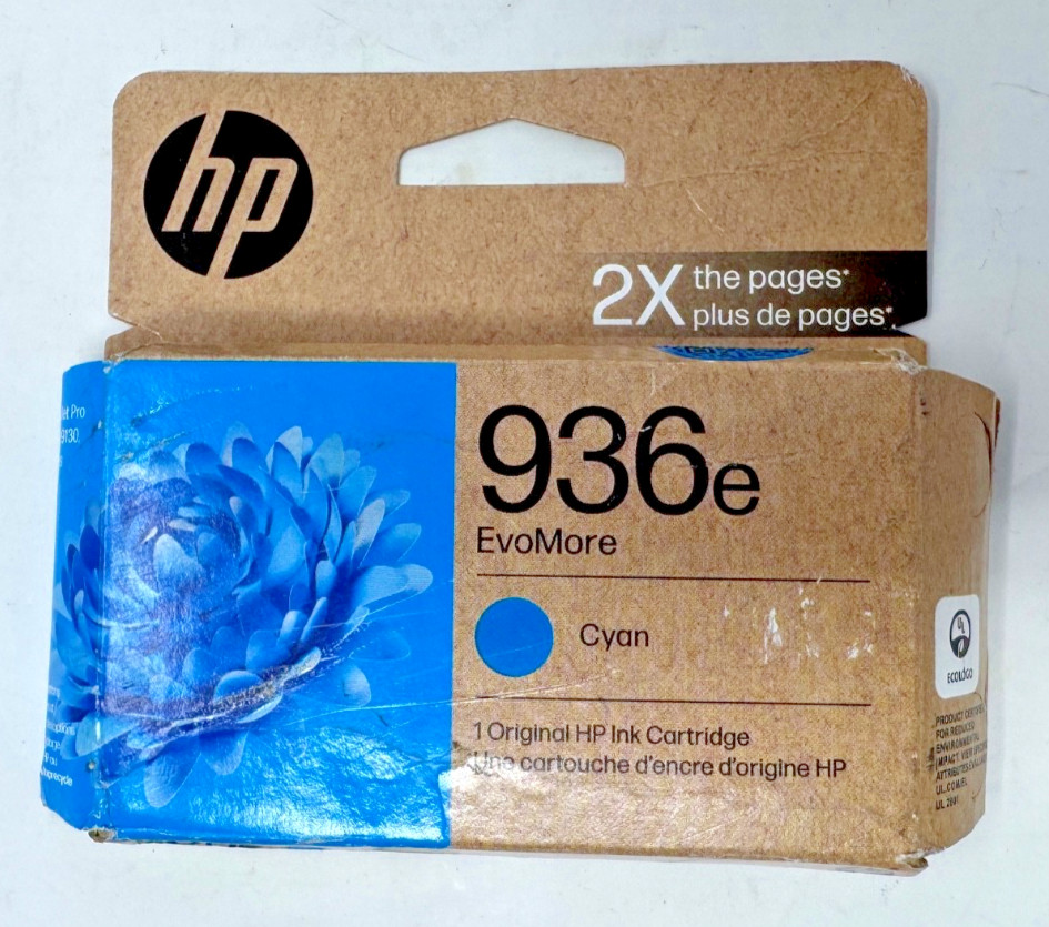 NEW HP 936e EvoMore Cyan High Yield Ink Cartridge (Exp. 10/2027)