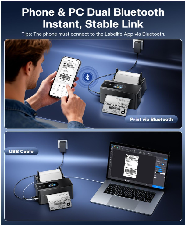 Phomemo Thermal Label Printer Upgraded with Touchable Screen, Shipping Label Pri