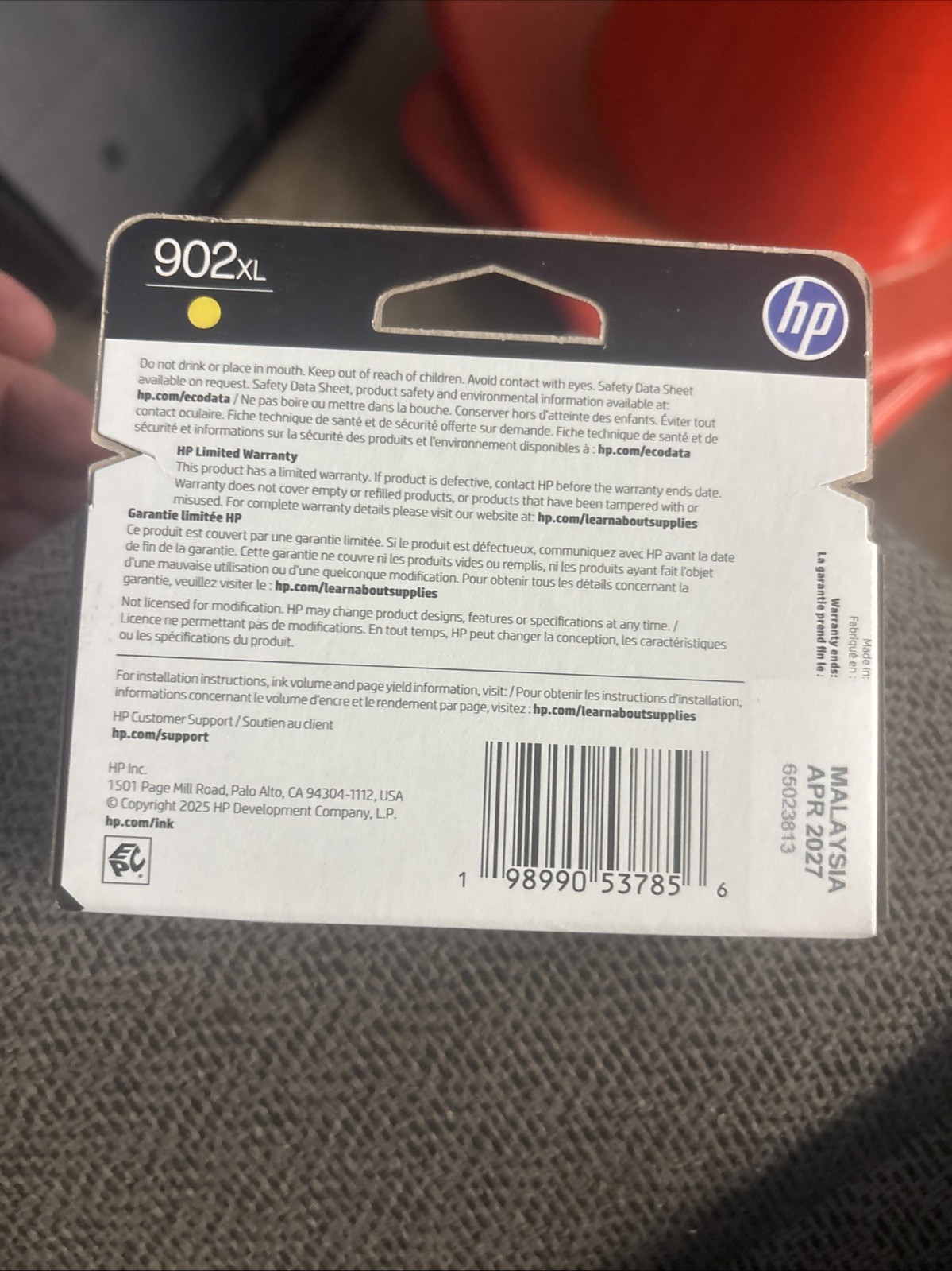 NEW SEALED HP 902XL Yellow Ink Cartridge Genuine OEM Exp: 04/2027
