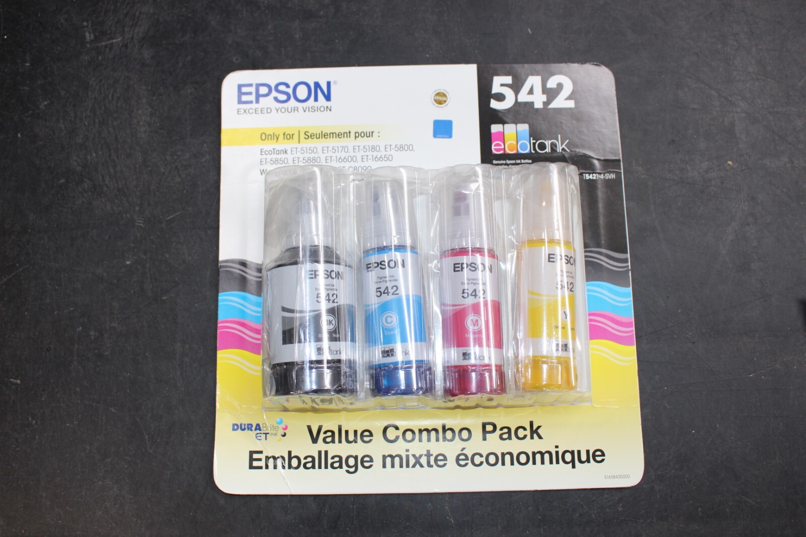Epson 542 Ecotank Ink – BLK/Cyan/Yellow/Magenta EXP: 05/2028+ T5421-4-SVH