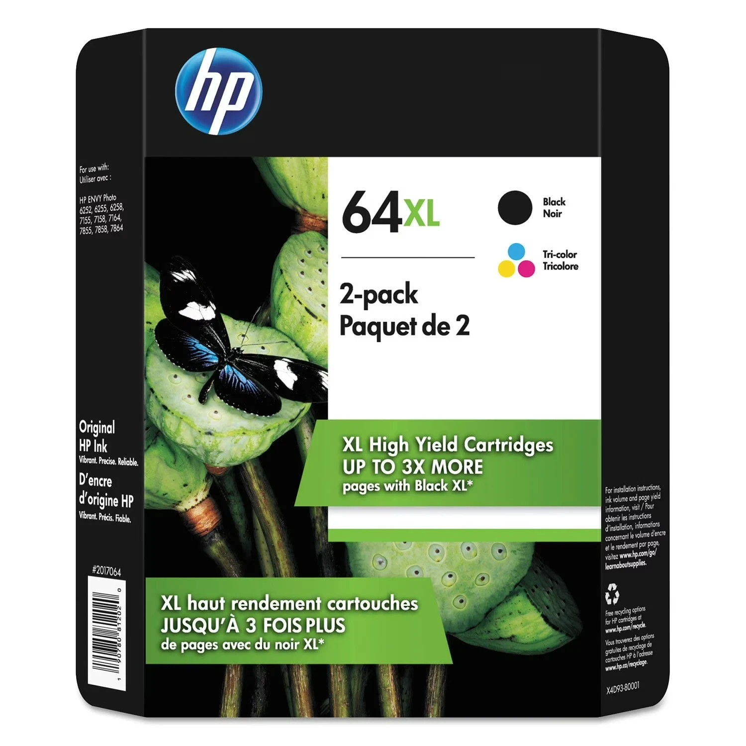 Genuine HP 64XL Tri-color and Black Combo Ink Cartridges NEW Exp 2026-2027