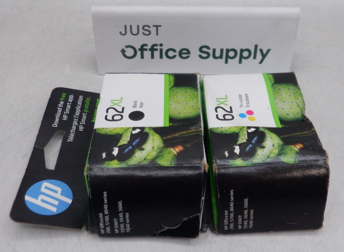 Genuine OEM HP 62XL Black-62XL Tri-color Ink Cartridge FREE SHIPPING