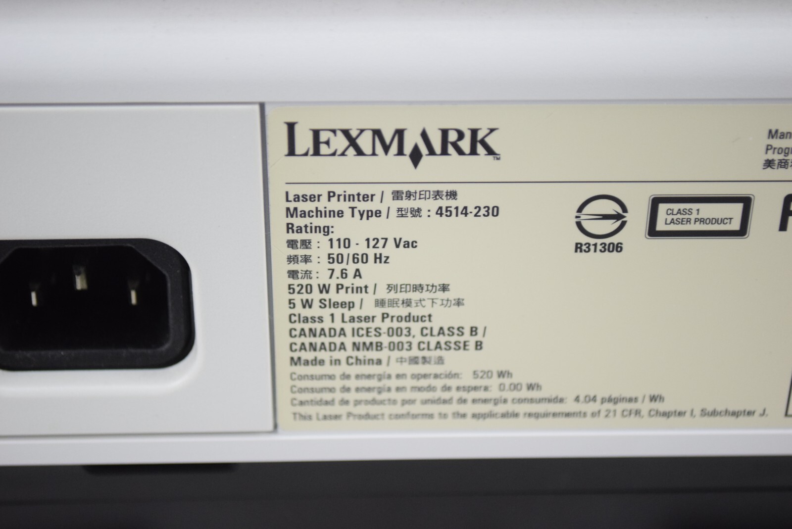 Lexmark MS310dn Laser Monochrome Printer Page Count 14760