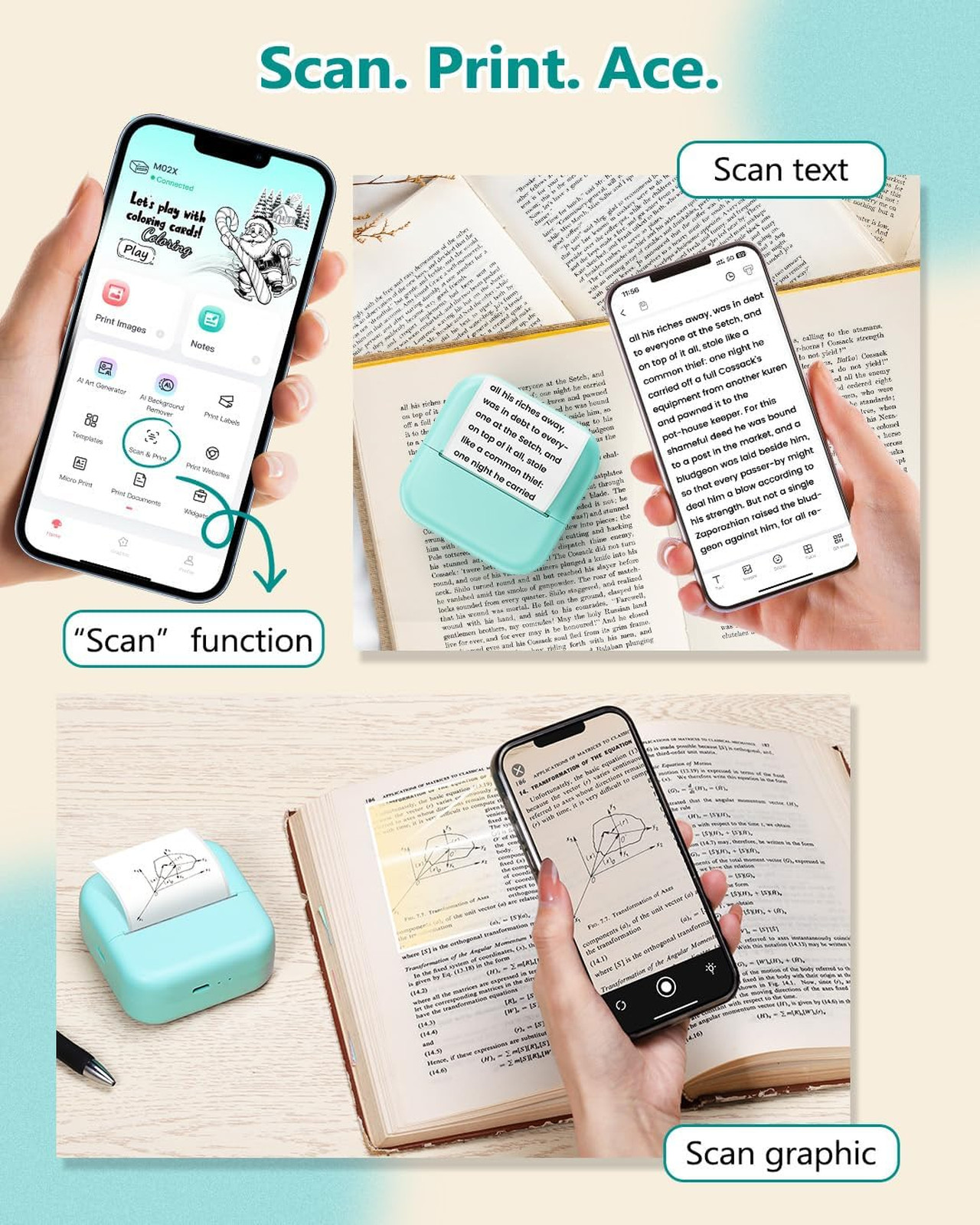 Mini Thermal Sticker Printer AI App Portable Label Maker for Students DIY