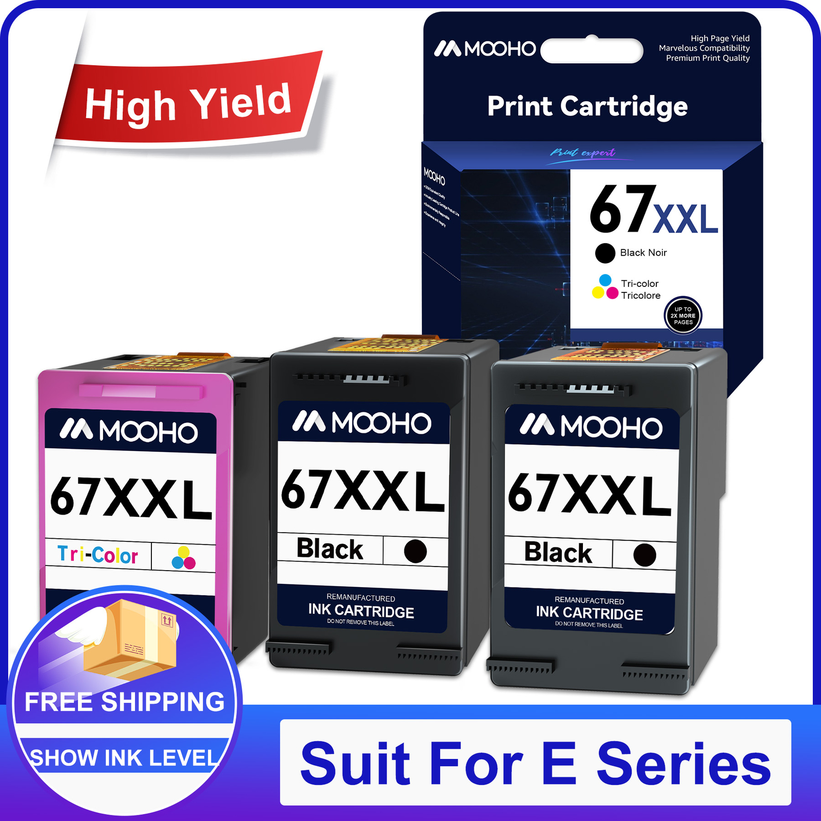 1-3PK 67-XL 67XL XXL Black & Color Ink for HP Deskjet 4155e Plus 4122 4132 4155