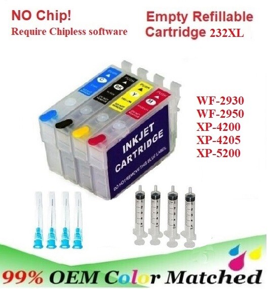 232XL Alternative No Chip Refillable Cartridge for WF-2930 WF-2950 XP-4200