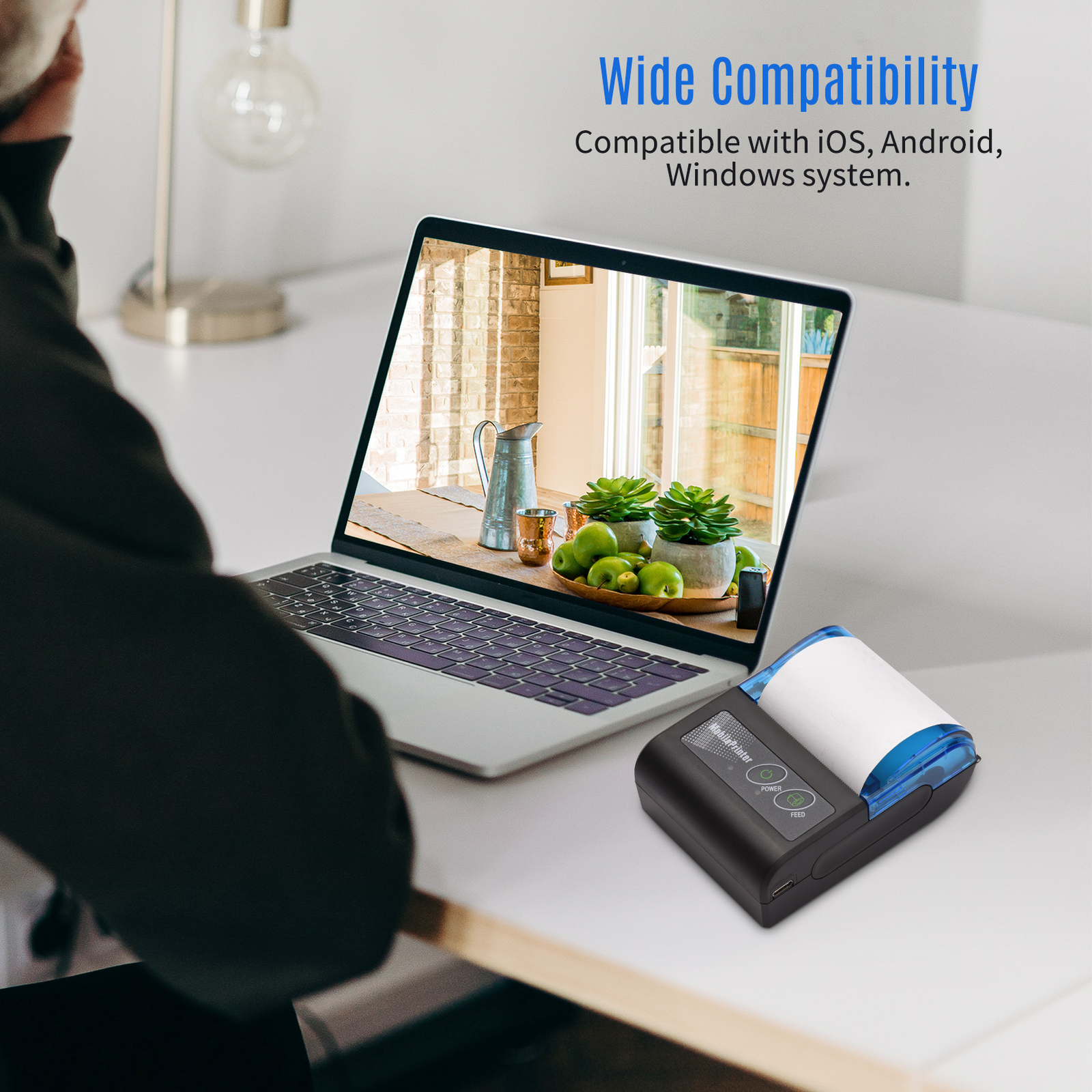 Bisofice 58mm Portable BT & USB Thermal Receipt Printer Mini Bill Ticket Printer
