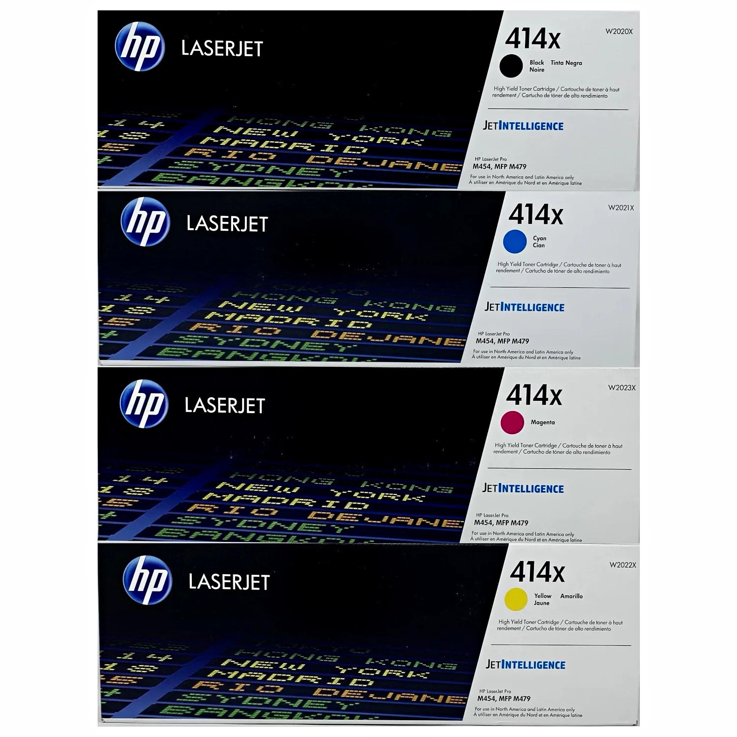 HP 414X W2020X W2021X W2022X W2023X CMYK 4 Pack High Yield Toner Set