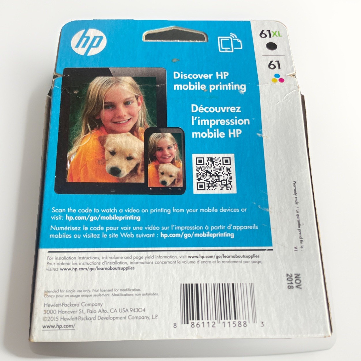 3 Ink Cartridges – One 2PK Genuine HP 61 Black & Two 61 Tri-Color HP Deskjet Ink