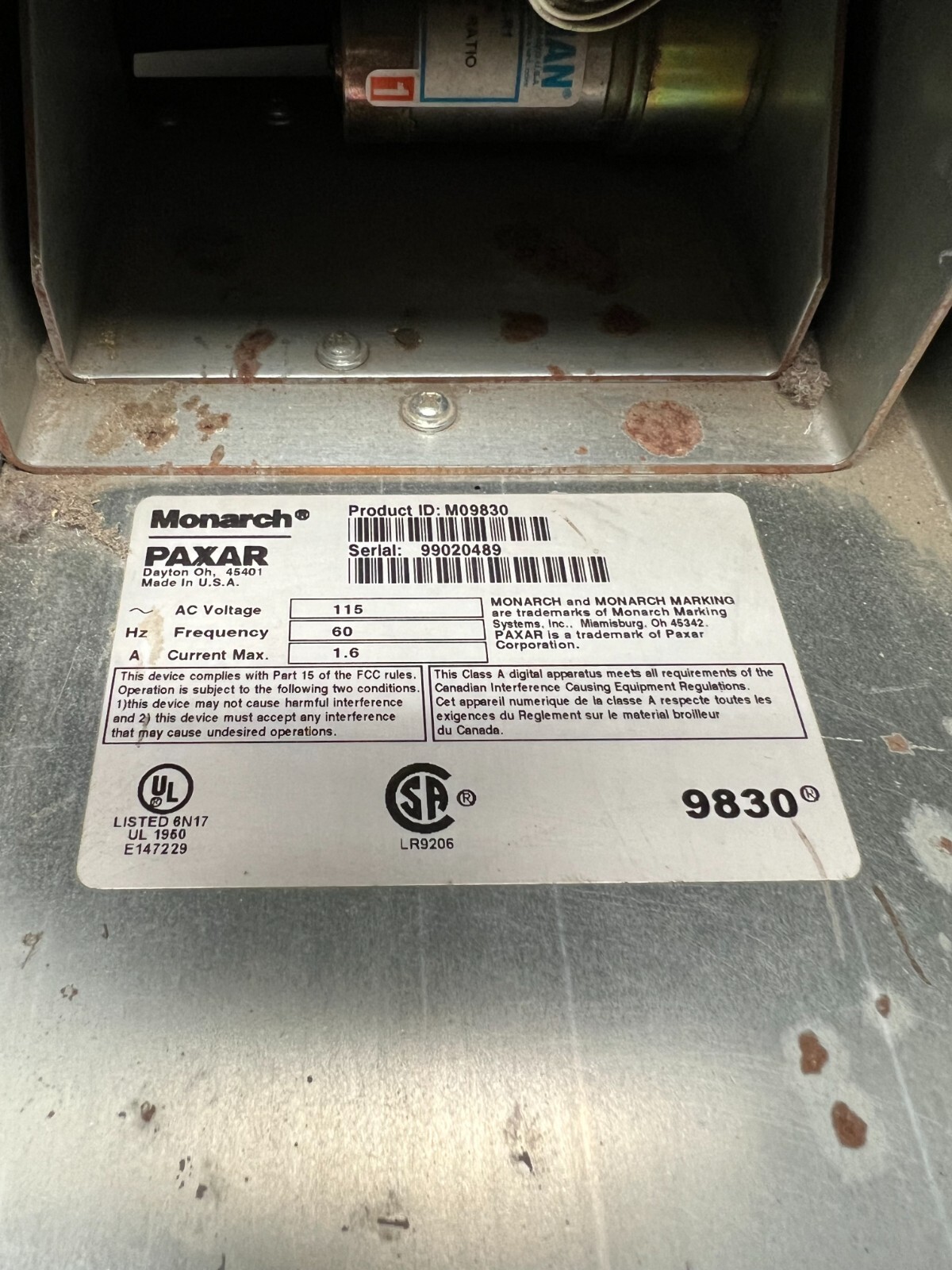 Monarch Printer 9800 for parts/repair