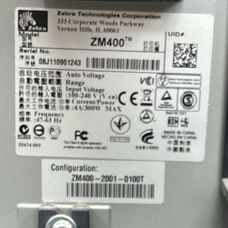 Zebra ZM400 Thermal Label Printer ZM400-2001-0100T