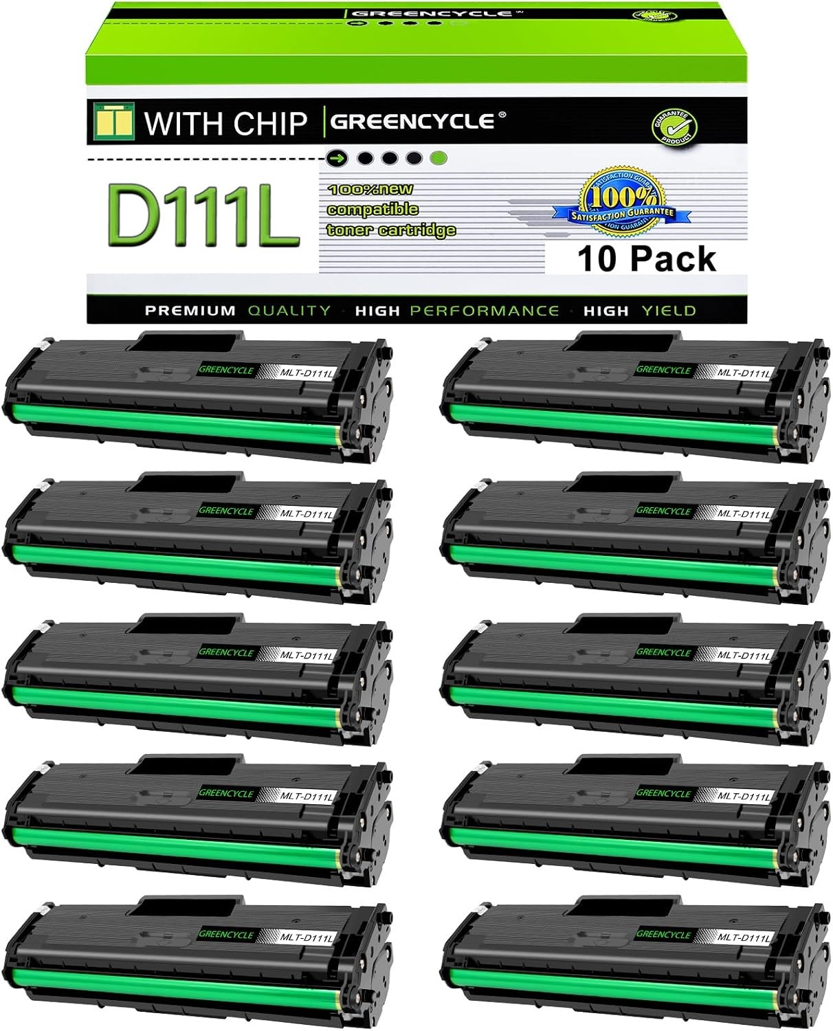 10 Pack Black Toner MLT-D111S For SAMSUNG Xpress SL-M2020W SL-M2070FW M2022W