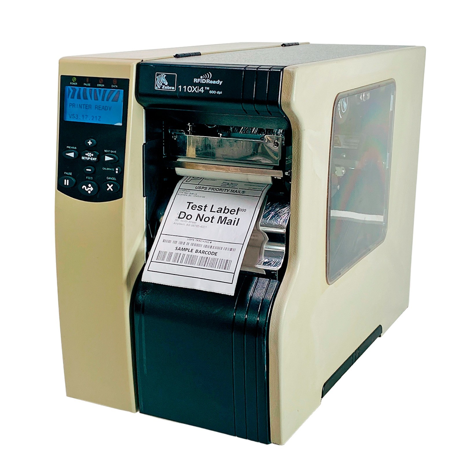TESTED ZEBRA 110Xi4 Thermal Transfer Barcode Label Printer 600 dpi LAN USB