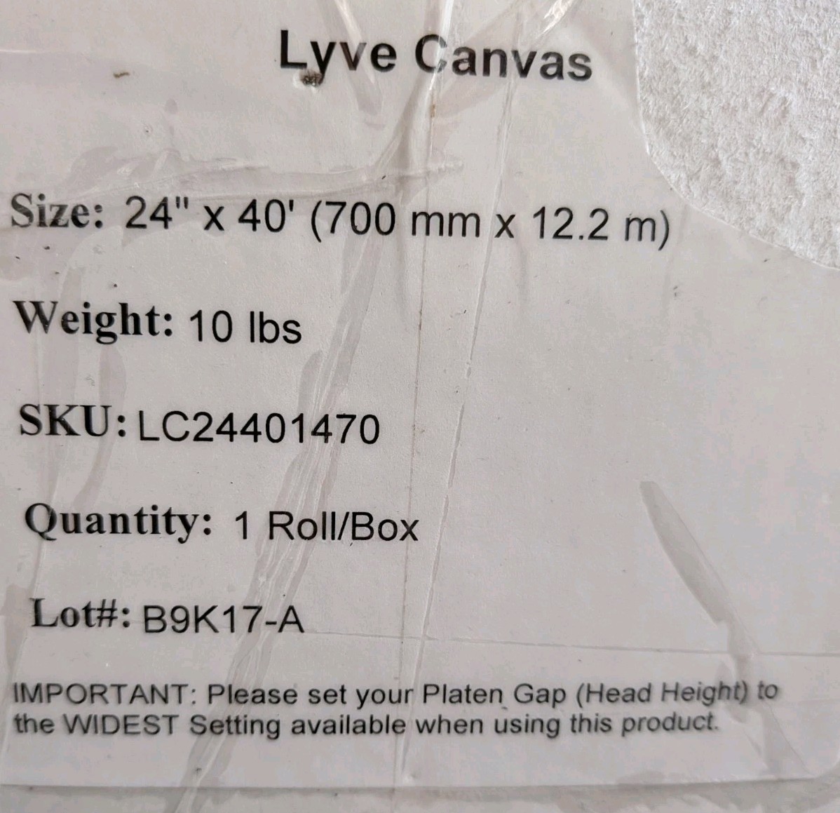 Breathing Color Lyve Inkjet Canvas Matte – 24″ x 40′ Roll