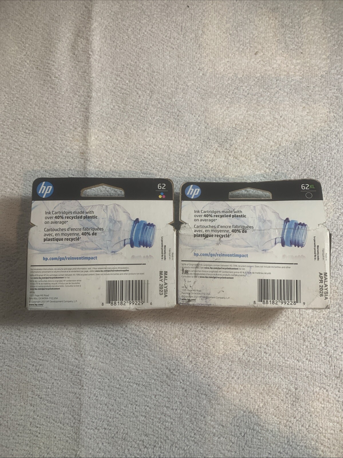 2pack HP 62 Black + Tri-color Original Ink Cartridges, N9H64FN#140 Exp:feb 2026