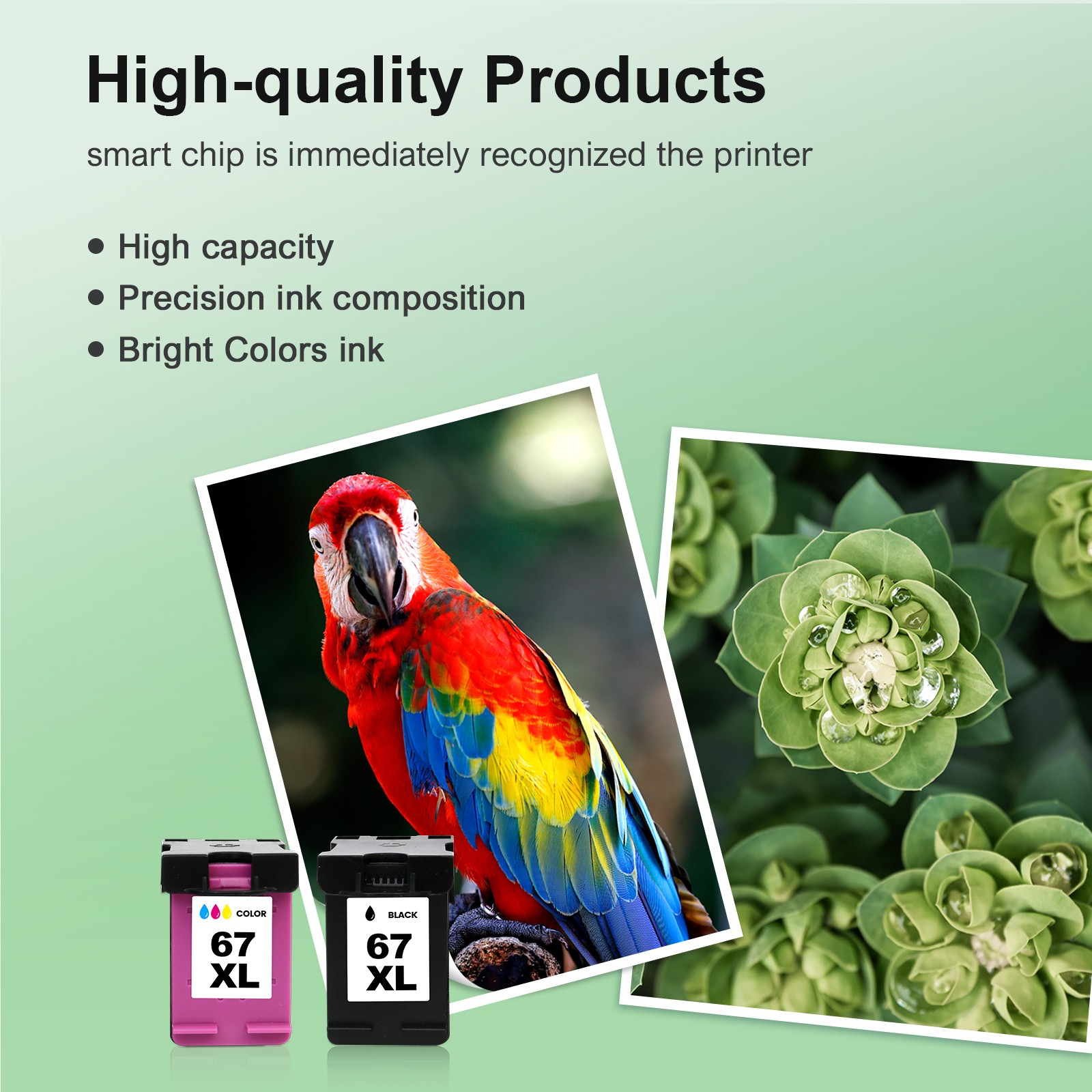 67XL Ink Cartridge for HP 67 Ink Deskjet 2700e 2800e 2852e 2855e Envy 6055e 6455