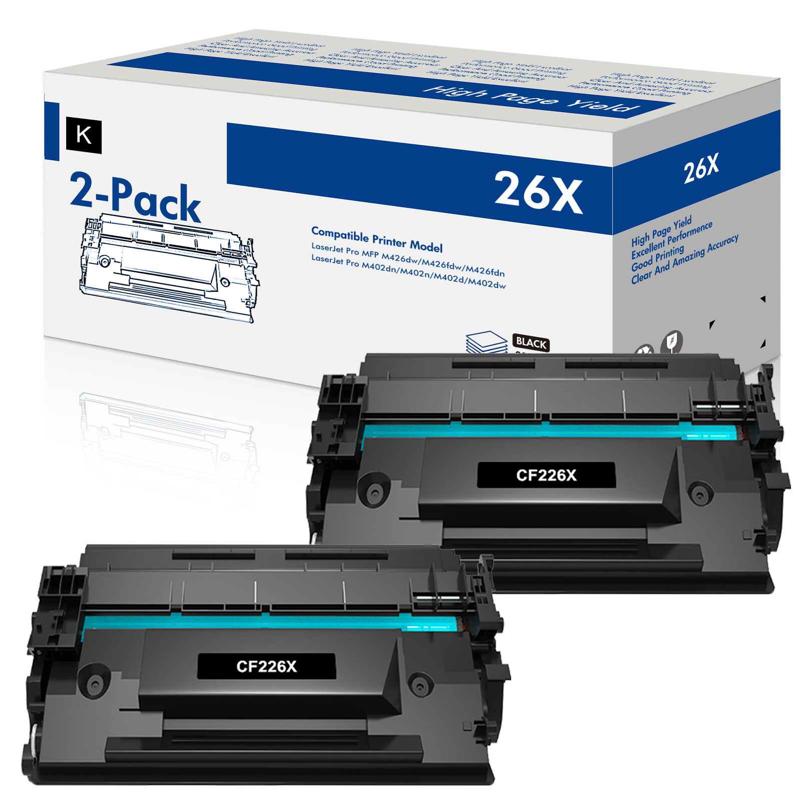 2x CF226X For HP 26X Laserjet Pro MFP M426fdw M402n M402dn M426fdn Toner CF226XC